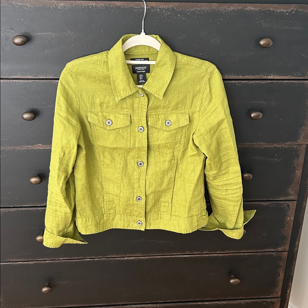 Jones New York & Co Linen Green Jacket